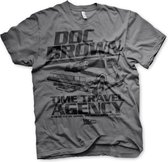 Back To The Future Heren Tshirt -XL- Doc Brown Time Travel Agency Grijs