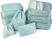 Set de 7 cubes d'emballage pour bagages à main de voyage, Sacs de voyage légers pour vêtements, grands organisateurs de bagages Cubes Set' emballage pour valise de sac de voyage (bleu clair)