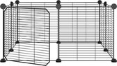 vidaXL - Huisdierenkooi - met - deur - 8 - panelen - 35x35 - cm - staal - zwart