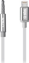 SBS Apple Lightning naar AUX 3.5mm Kabel MFI 1 Meter - Wit