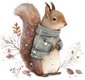 Poster herfst eekhoorn-posters-A3 formaat-watercolours spring-winter animals-dieren-kinderkamer accessoires-babykamer accessoires