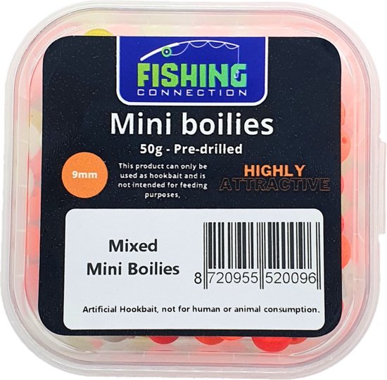Mini Boilies (pre-drilled) 'Mix' 9mm - 50g - Method Feeder Aas/voer - Miniboilies Haakaas van Merkloos — afbeelding 4