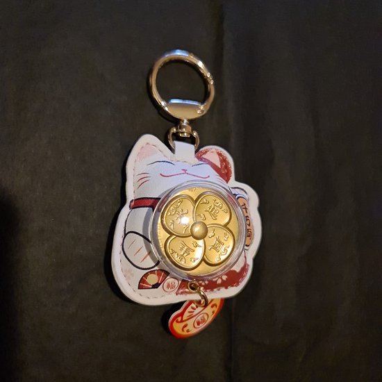FABACH Maneki Neko gelukskat sleutelhanger - schattige gelukskat - metalen hanger - cadeau, antiek roségoud, eenheidsmaat, elegant met antiek