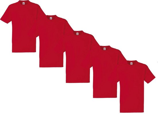 Fruit of the Loom - 5 stuks Valueweight T-shirts Ronde Hals - Rood - M
