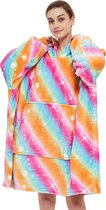 Fleece deken met mouwen en capuchon – Oversized hoodie deken met mouwen – Fleece deken – Fleece TV deken – Plaid met mouwen – hoodie blanket - Warm & zacht – Fleece poncho - Knuffelen - multicolor- Badrock