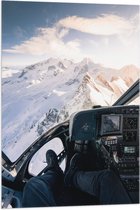Vlag - Uitzicht op Besneeuwde Bergen en Bedieningstoestel vanuit Helikopter - 60x90 cm Foto op Polyester Vlag