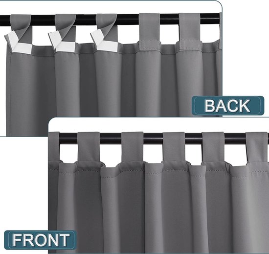 Rideaux Extérieurs Imperméables Linfye 2 Pièces - 132 X 190 Cm, Motif éléphants Gris/fleurs, Occultant, Pour Pergola, Terrasse, Jardin, Tonnelle