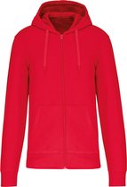 Ecologische Herenhoodie met capuchon en ritssluiting Kariban Rood - XXL