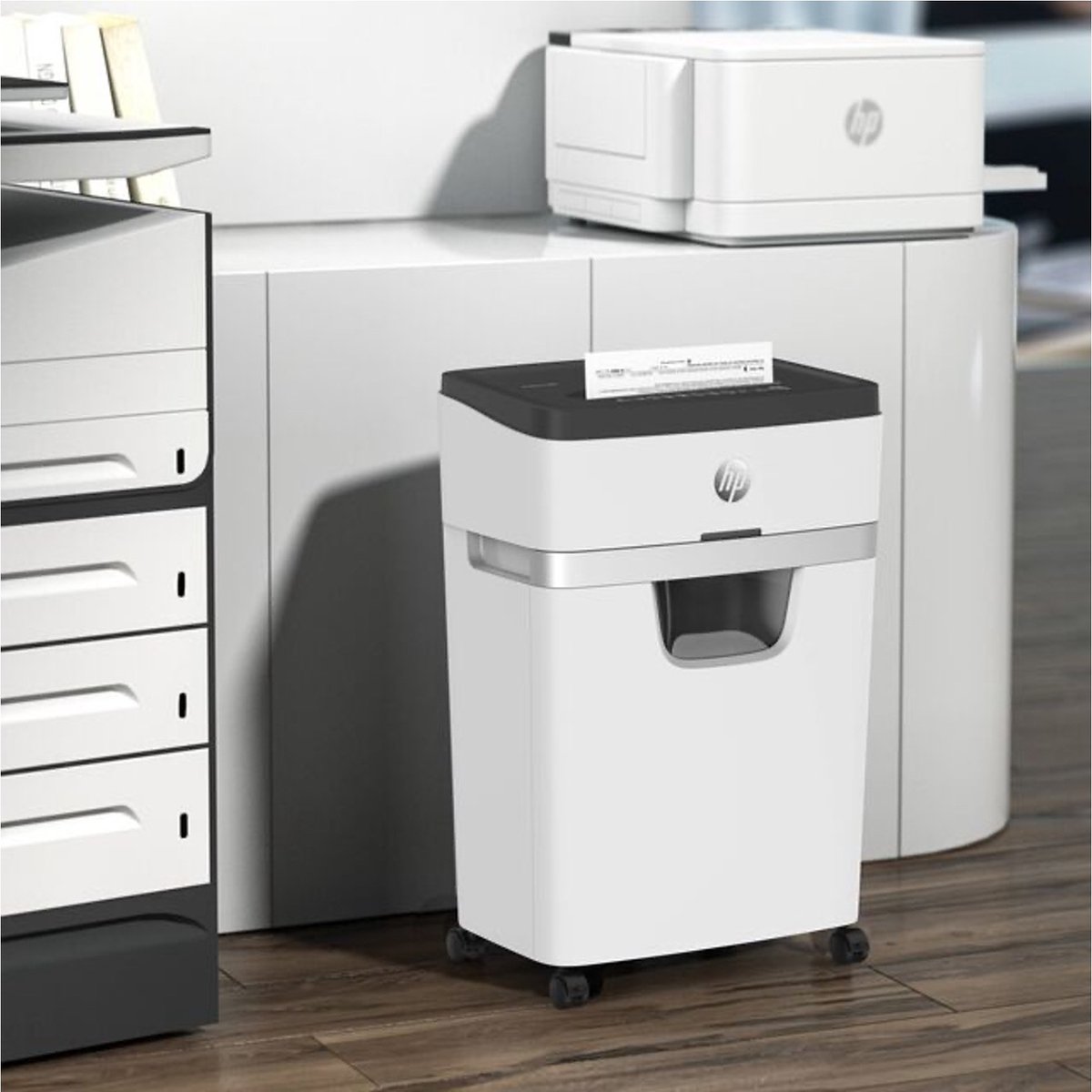 HP OneShred 18CC Papierversnipperaar - Shredder - Beveiligingsniveau P-4 - 18 vel DIN A4 - Cross Cut - 25 Liter - Kantoorgebruik - Professioneel - Wit thumbnail 6