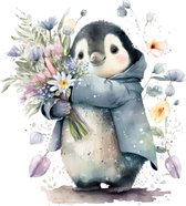 Poster pinguin-posters-A3 formaat-watercolours spring-winter animals-dieren-kinderkamer accessoires-babykamer accessoires