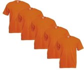 Fruit of the Loom - 5 stuks Valueweight T-shirts Ronde Hals - Oranje - M