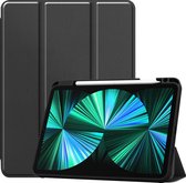 Hoesje Geschikt voor iPad Pro 2021 (12,9 inch) Hoes Case Tablet Hoesje Tri-fold Met Uitsparing Geschikt voor Apple Pencil - Hoes Geschikt voor iPad Pro 12,9 inch (2021) Hoesje Hard Cover Bookcase Hoes - Zwart