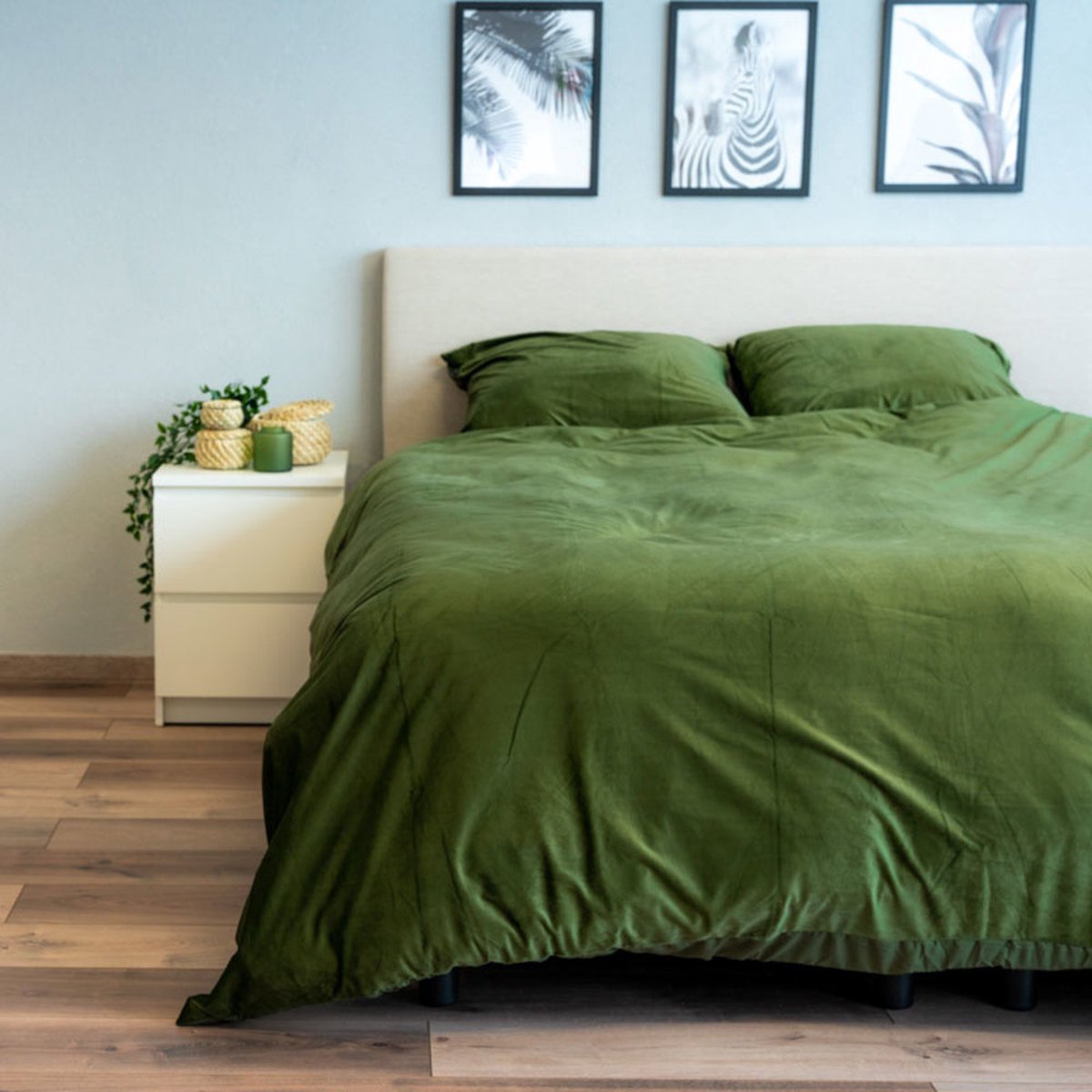 Beau Maison Velvet Dekbedovertrek Groen 240 x 220 cm + 2 kussenslopen