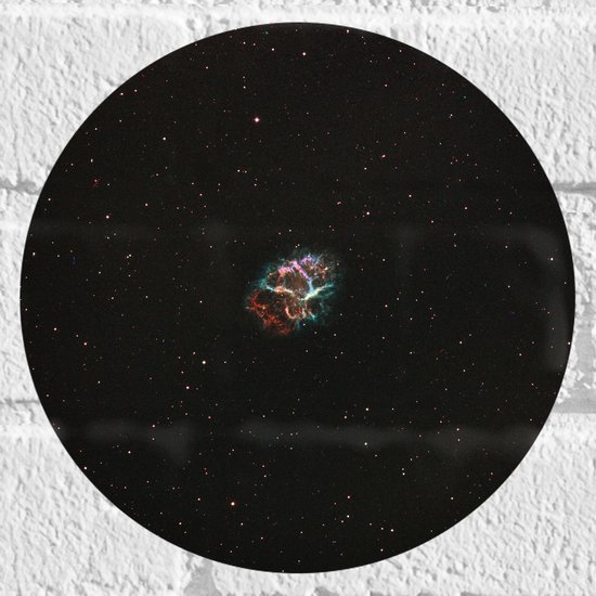 Muursticker Cirkel - Gekleurde Vlek in het Heelal omringd door Sterren - 20x20 cm Foto op Muursticker