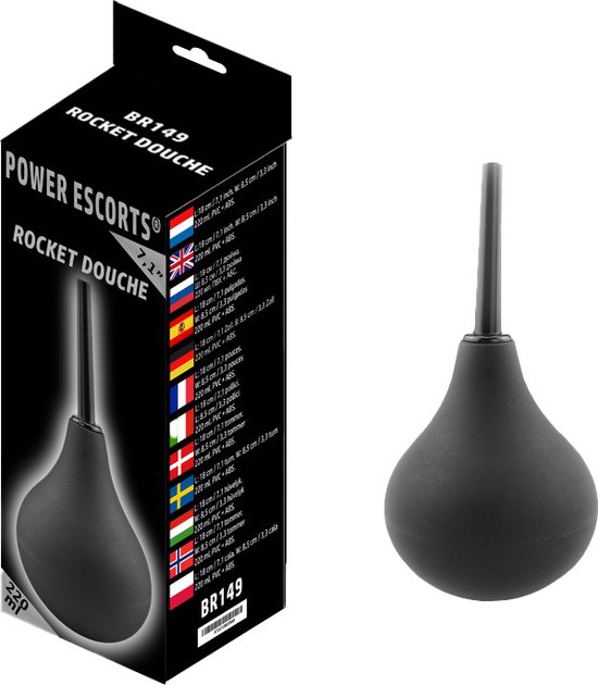 Power Escorts Rocket Douche - Anale Douche - Geschikt voor Anaal en Vaginaal gebruik - 220 ml - Zwart