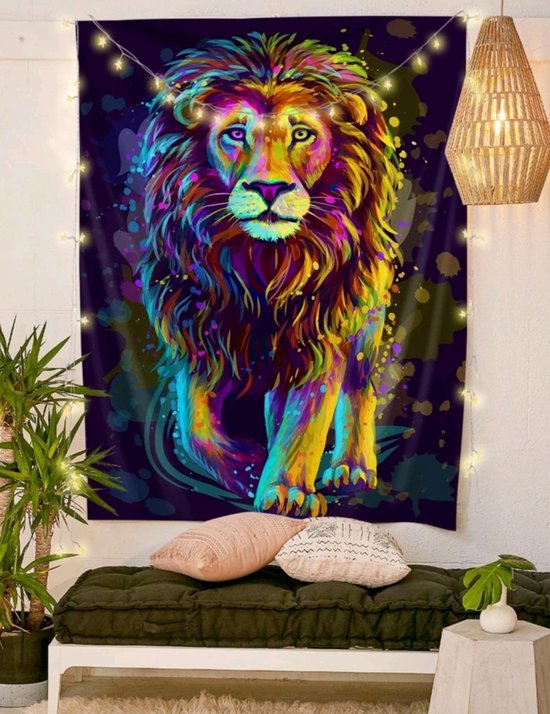 Prachtige wandtapijt wand kleed muur kleed decoratie 130x150cm gekleurde leeuw design