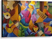 Canvas - Muurschildering van Personen met Instrumenten tussen Bloemen en Planten - 100x75 cm Foto op Canvas Schilderij (Wanddecoratie op Canvas)