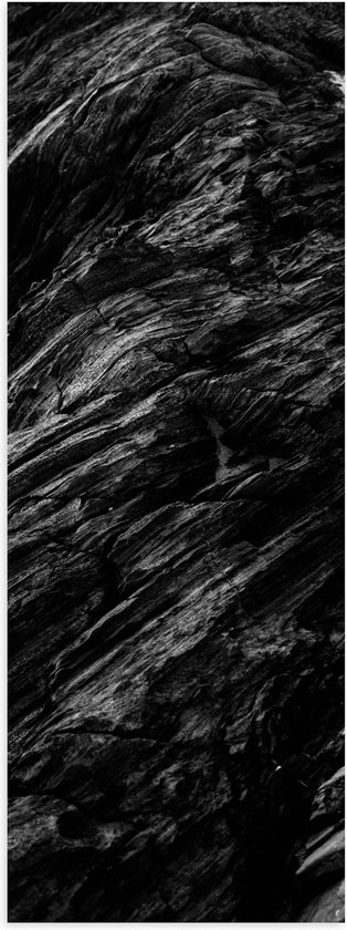 Poster Glanzend – Donkere Stenen Rotsen van Bergen - 20x60 cm Foto op Posterpapier met Glanzende Afwerking