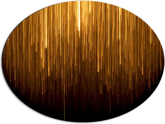 Dibond Ovaal - Abstracte Gouden Strepen - 68x51 cm Foto op Ovaal (Met Ophangsysteem)
