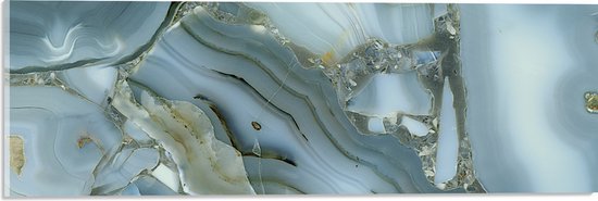 Acrylglas - Luxe Wit met Gouden Marmer - 60x20 cm Foto op Acrylglas (Wanddecoratie op Acrylaat)