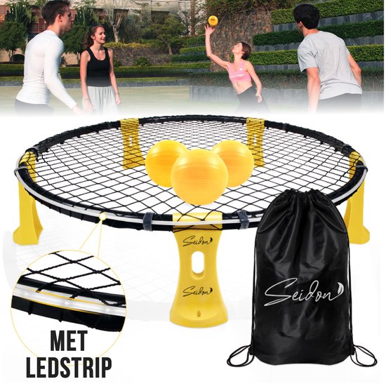 Seidon Roundball Set Pro - Geschikt voor Spikeball - Roundnet - Met LED Verlichting - Complete Set