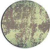 Dibond Muurcirkel - Bruin met Groene Textuur op Muur - 20x20 cm Foto op Aluminium Muurcirkel (met ophangsysteem)