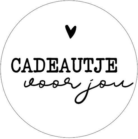 Sluitsticker - Kadootje / Cadeautje voor jou - Sluitzegel – Kadosticker | Zwart - Wit - Hartje / Hart | Moeder - Mama - Moederdag - Vaderdag | Bedank kaart | Envelop sticker | Cadeau – Gift – Cadeauzakje | Chique inpakken | DH collection