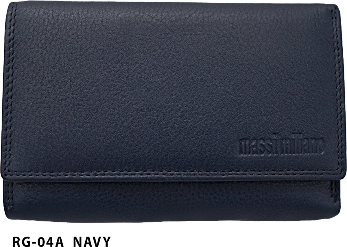 Massi Miliano Portemonnee Dames Nappa Leer Navy-blauw - (MMRG-04A-9) -