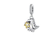 Charme pour Bracelet Pandora | Dino le dinosaure | Etoile Goud | Pendentif Charm | 925 | Zircone transparente | Cadeau |