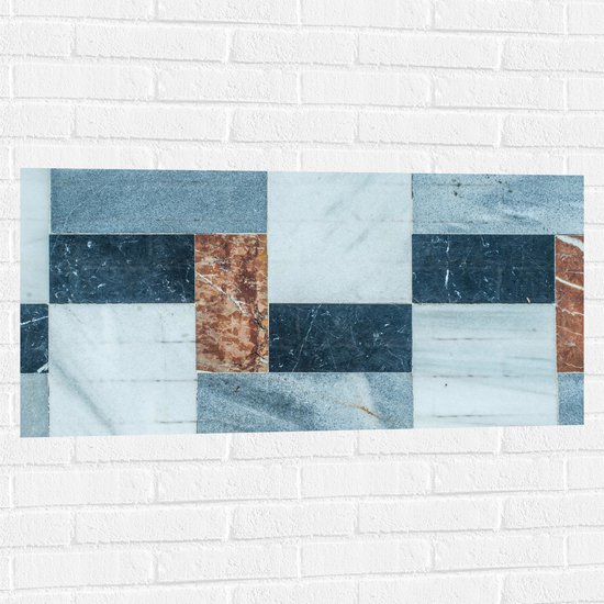 Muursticker - Blokken Patroon van Verschillende Kleuren Marmer - 100x50 cm Foto op Muursticker