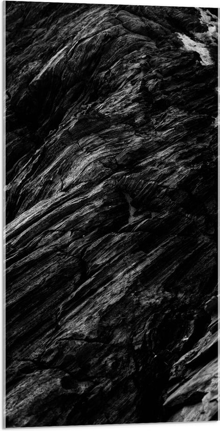 Acrylglas - Donkere Stenen Rotsen van Bergen - 50x100 cm Foto op Acrylglas (Met Ophangsysteem)