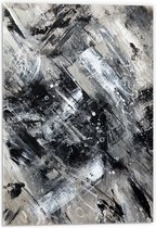 Acrylglas - Abstracte Verfmix van Zwart en Wit Tinten - 40x60 cm Foto op Acrylglas (Met Ophangsysteem)