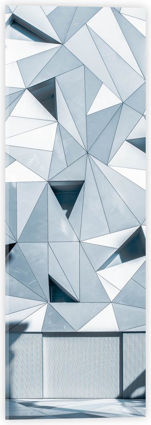 Acrylglas - Abstracte Muur van Grijs Gebouw - 20x60 cm Foto op Acrylglas (Met Ophangsysteem)