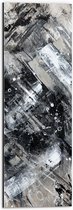 Dibond - Abstracte Verfmix van Zwart en Wit Tinten - 20x60 cm Foto op Aluminium (Wanddecoratie van metaal)
