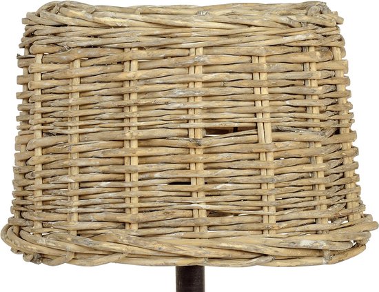 HAES DECO - Rotan Lampenkap - Natural Cosy - beige rotan gevlochten - formaat 25x18x16 cm, voor Fitting E27 - Tafellamp, Hanglamp