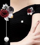 N3 Collecties Mode Dames Doek Art Stof Bloem Parel Broche Pin Voor Vrouwen