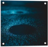Tuinposter – Abstracte Blauwe Lichtpuntjes - 50x50 cm Foto op Tuinposter (wanddecoratie voor buiten en binnen)