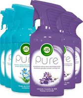 Air Wick - Air Wick Luchtverfrisser Spray - Pure Lentedauw & Pure Paarse Lavendel 250ml x 6 - Voordeelverpakking