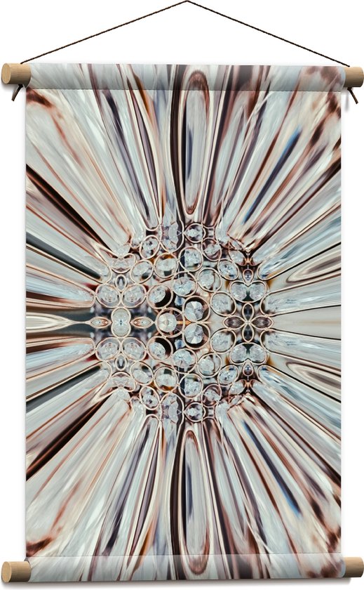 Textielposter - Close-up van Kristal in Vorm van Bloem - 40x60 cm Foto op Textiel