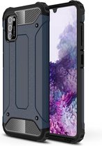 Schokbestendig Heavy Duty Hoesje Geschikt voor: Samsung Galaxy A41 Shock Proof Hybride - Back Cover - Dual Layer Armor Case - Extra Stevig - Blauw