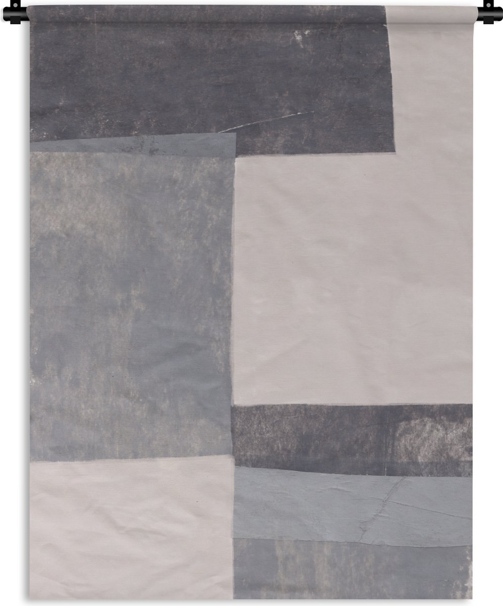 Wandkleed - Wanddoek - Geometrie - Vormen - Grijs - Kubus - 60x80 cm - Wandtapijt
