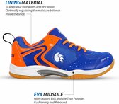 DSC Court 44 Badminton-schoenen voor mannen en jongens met natuurlijk rubber rubber niet-markering buitenzool maat-8 (marine-oranje)