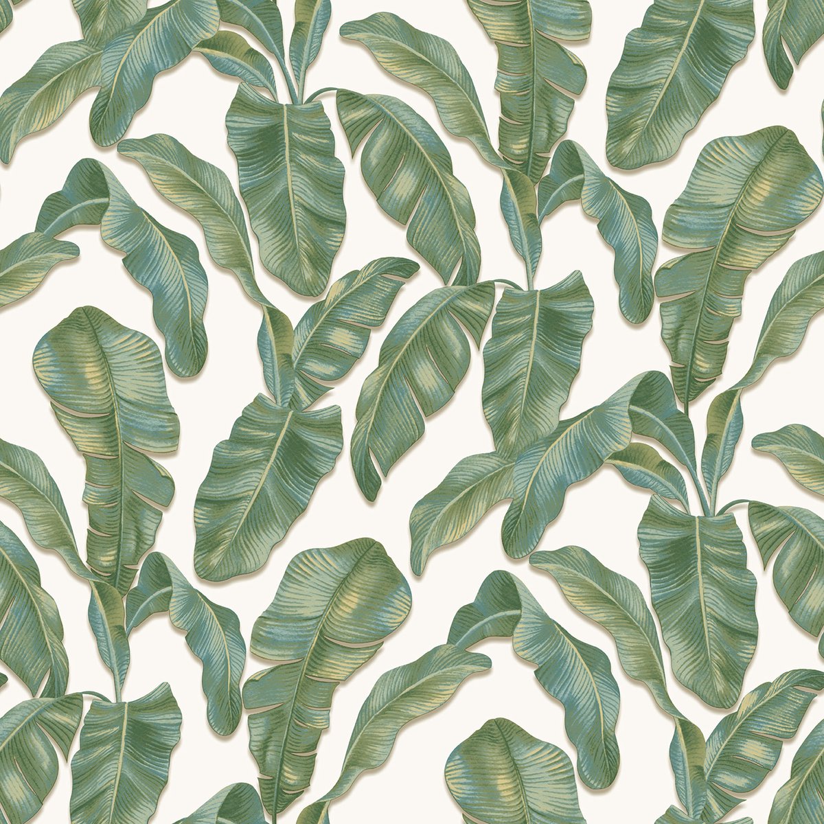 Behang – Bananenbladeren – Tienerkamer – Wit Groen – Tropisch – Modern – Eclectisch – Urban jungle – Slaapkamer – Muurdecoratie – 0,53 x 10,05 M – hashtag