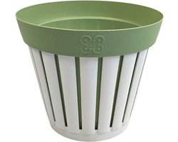 Bloempot 'Kreta' 25 - Wit / Groen - Buiten - Rond