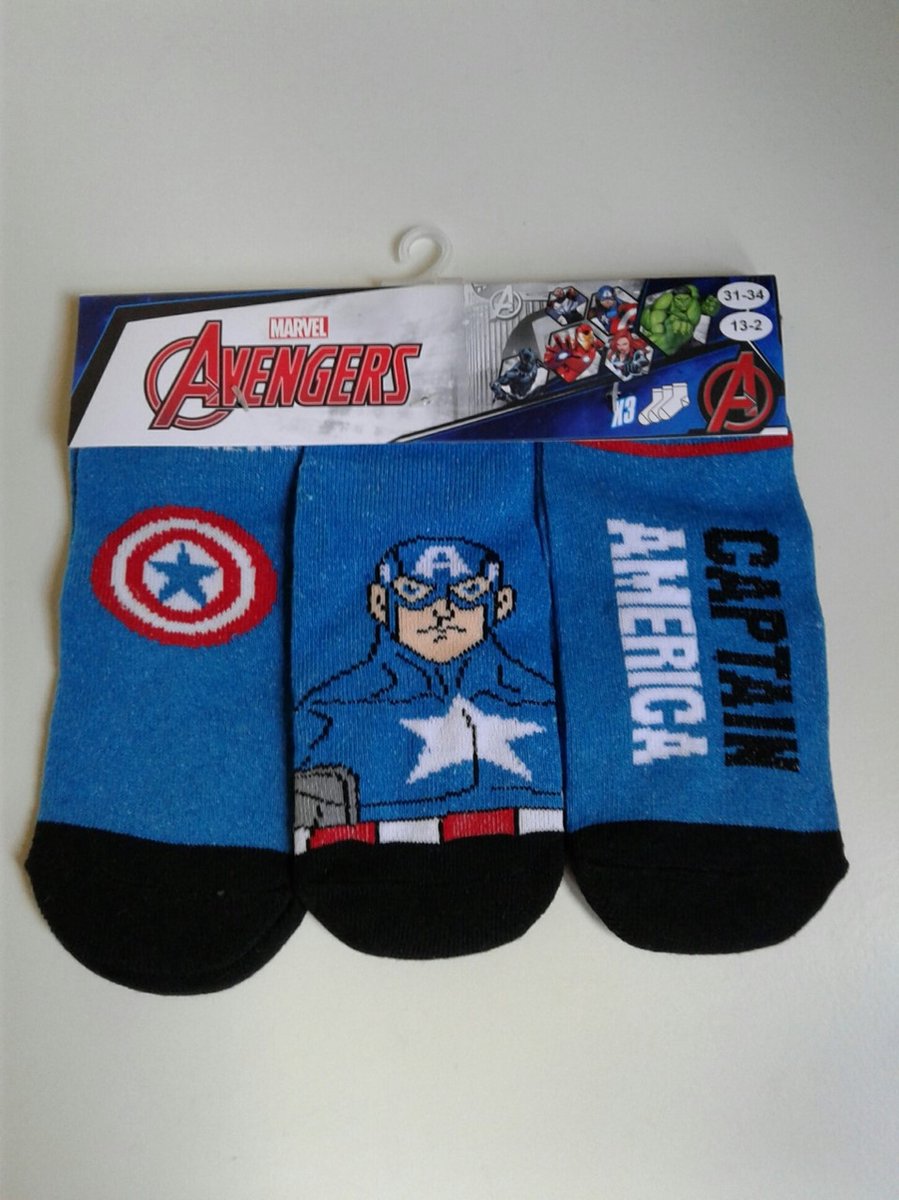 3 paar sneakersokken - Captain America - Marvel Avengers - maat 31-34