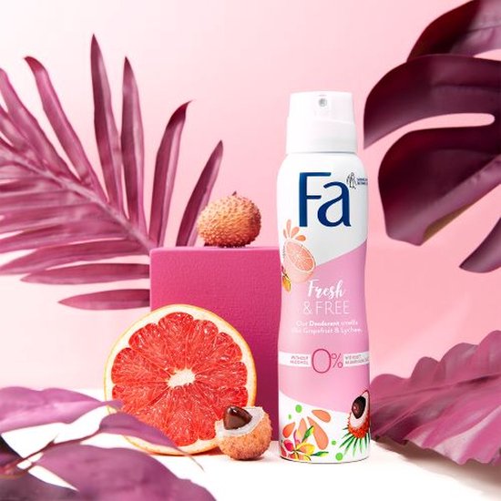 Fa Fresh & Free Grapefruit & Lichee - Deodorant Spray - Voordeelverpakking - 6 x 150 ml - Fa