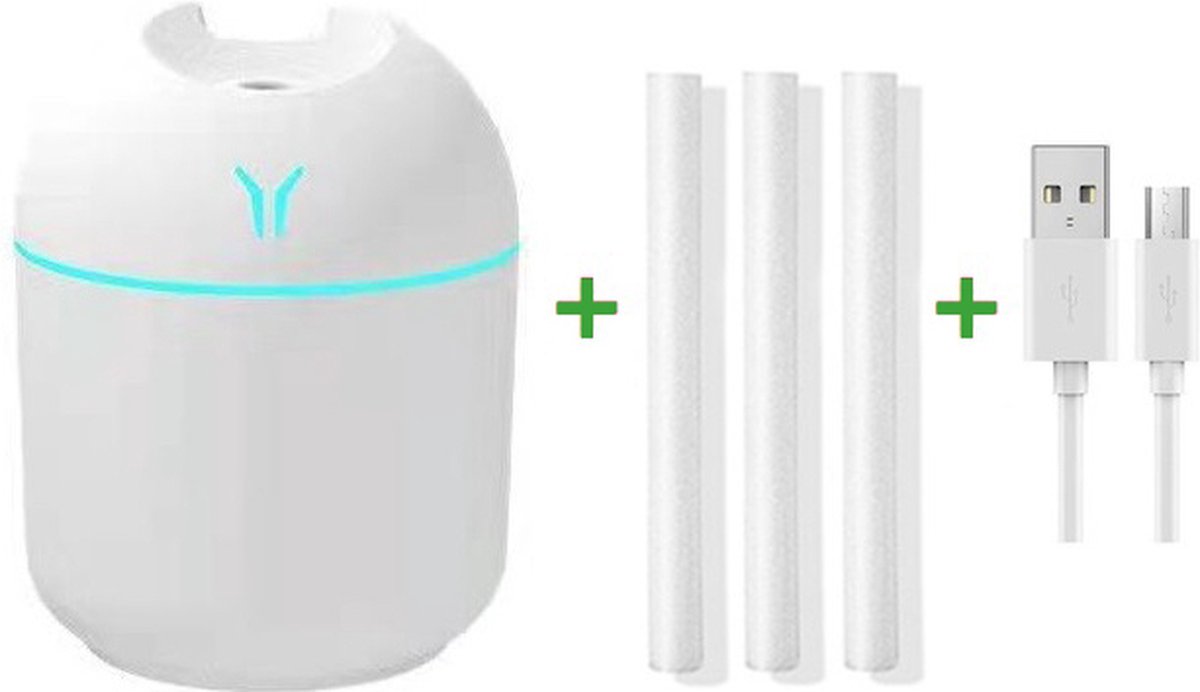 Goedkoopste Ultrasone Aroma Luchtbevochtiger en Verstuiver met LED Lamp - 260ml - Draagbaar - USB - Voor Thuis en Auto - Met Essentiële Olie Diffuser en Luchtreiniger - Romantisch Licht - Anion Mist Maker.