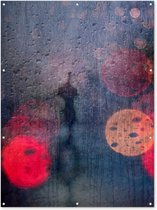 Muurdecoratie buiten Abstract - Druppels - Kleuren - Regen - 120x160 cm - Tuindoek - Buitenposter