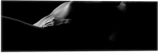 Vlag - Silhouet van Liggend Naakt Vrouwenlichaam - 60x20 cm Foto op Polyester Vlag