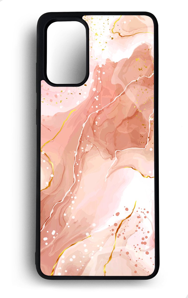 Ako Design Samsung Galaxy S20 Plus hoesje - Marmer - roze goud - Hoogglans - TPU Rubber telefoonhoesje - hard backcover